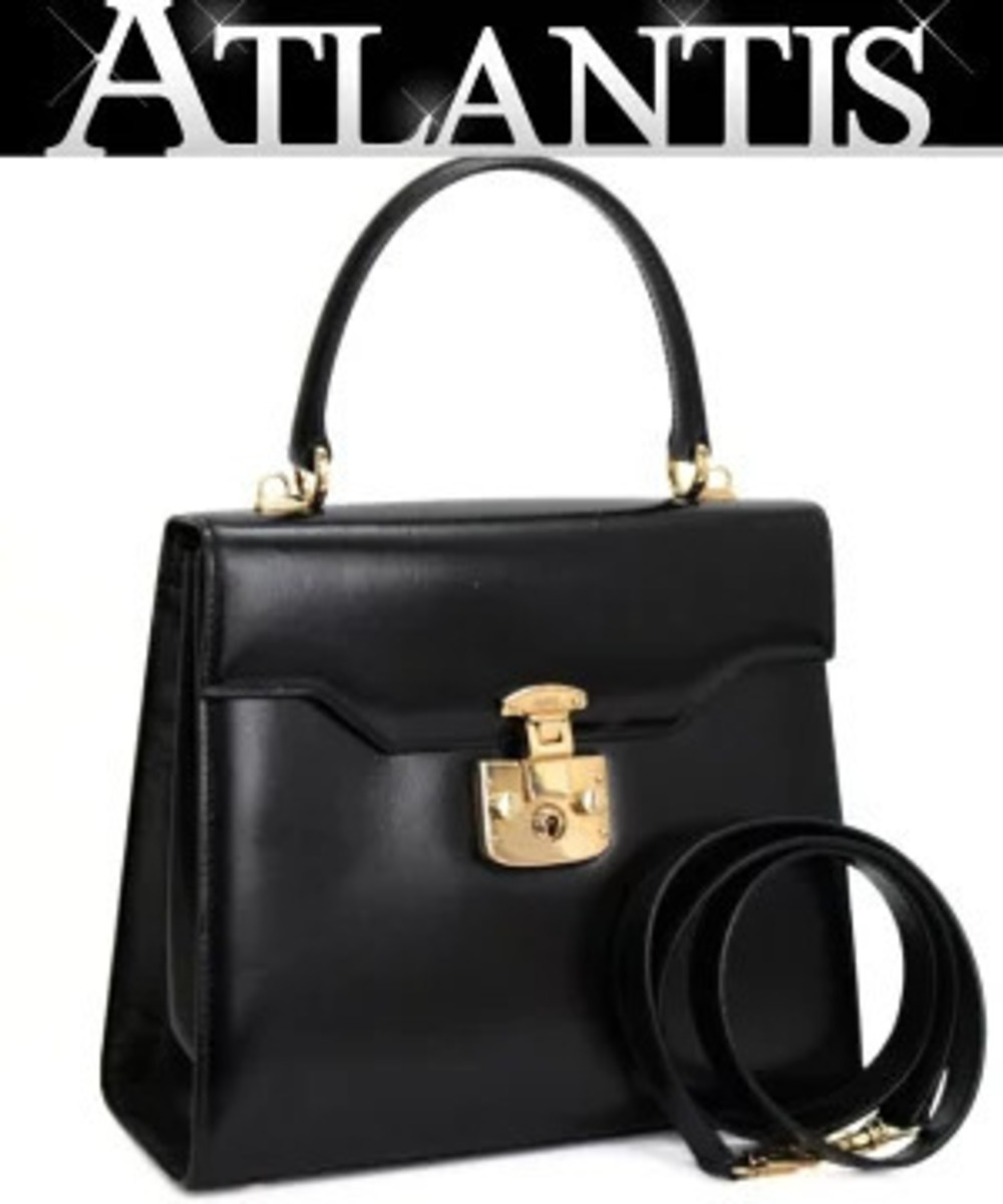 Gucci Lady Lock Handbag Leather Black